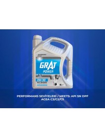 GRAT MOTOR YAĞI 5 LİTRE 0W30 PARTIKULLU TAM SENTETİK API SN DPF ACEA C3-16 / C2-16-/ C5-16 GRAT MOTOR YAĞI 5 LİTRE 0W30 PARTIKULLU TAM SENTETİK API SN DPF ACEA C3-16 / C2-16-/ C5-16